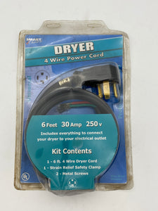 Smart Choice 5305510955 6FT 30A 250V 4-Wire Dryer Cord Plug (New)