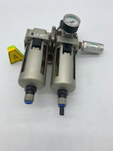 Load image into Gallery viewer, SMC AF40-03C-7-2 Filter, AWM40-03CG Mist Sep. Regulator Asy., CKDCHV2-10-J Check Valve (Used)