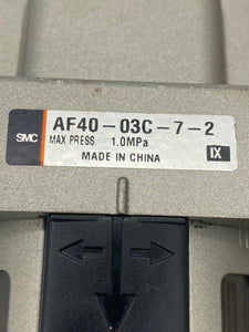 SMC AF40-03C-7-2 Filter, AWM40-03CG Mist Sep. Regulator Asy., CKDCHV2-10-J Check Valve (Used)