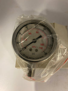 Grainger 4CFH5, 4CFH5A Pressure Gauge, 2-1/2", 0-160, 1/4" MNPT, SS *Lot of (2) Gauges* (Open Box)
