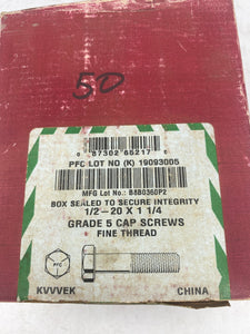1/2-20 X 1 1/4" Fine Thread Cap Screws and Nuts *Box of (50)* (Open Box)
