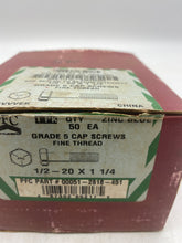 Load image into Gallery viewer, 1/2-20 X 1 1/4&quot; Fine Thread Cap Screws and Nuts *Box of (50)* (Open Box)