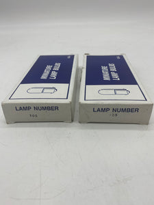 Miniature Lamp Bulbs, Lamp Number 105, *2 Boxes of (10) Bulbs Each* (Open Box)