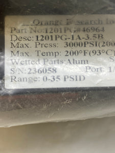 Orange Research 1201PG#46964 1201PG-1A-3.5B Pressure Differential Gauge (No Box)