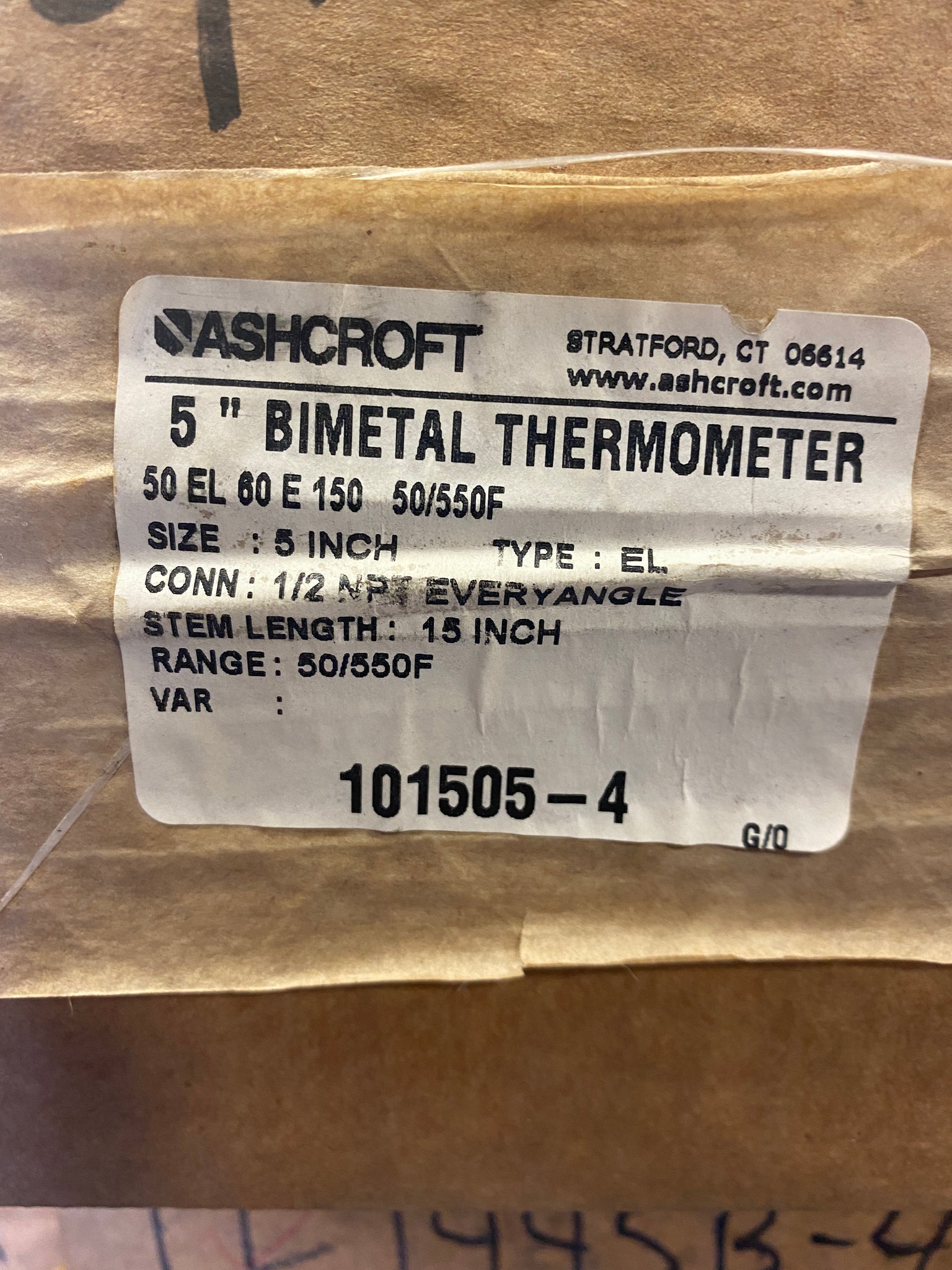 Ashcroft Bimetal Dial Thermometer: 50 to 550 ° MPN:759426074477