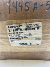 Load image into Gallery viewer, Ashcroft 50-EL-60-E-180-0/200F 5” EL Bi-Metal Thermometer, 0-200 Deg F (Open Box)