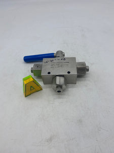Butech 3K206, 3-Way Trunnion Valve, 3/8" M/P Connection, 20,000 PSI (No Box)
