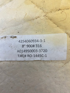 Emerson Rosemount 1495 8" 900# Orifice Plate, 316 SS/316L (Open Box)