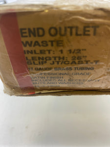 1-1/2" End Outlet Waste, Slip Jt./Cast-T, 25" L, *Lot of (2)* (Open Box)