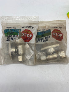 Watts Water Supply Valve 1/2"FIP x 3/8" OD Comp. 1/4 Turn, *Lot of (2) Straight & (1) Angle* (Open Box)