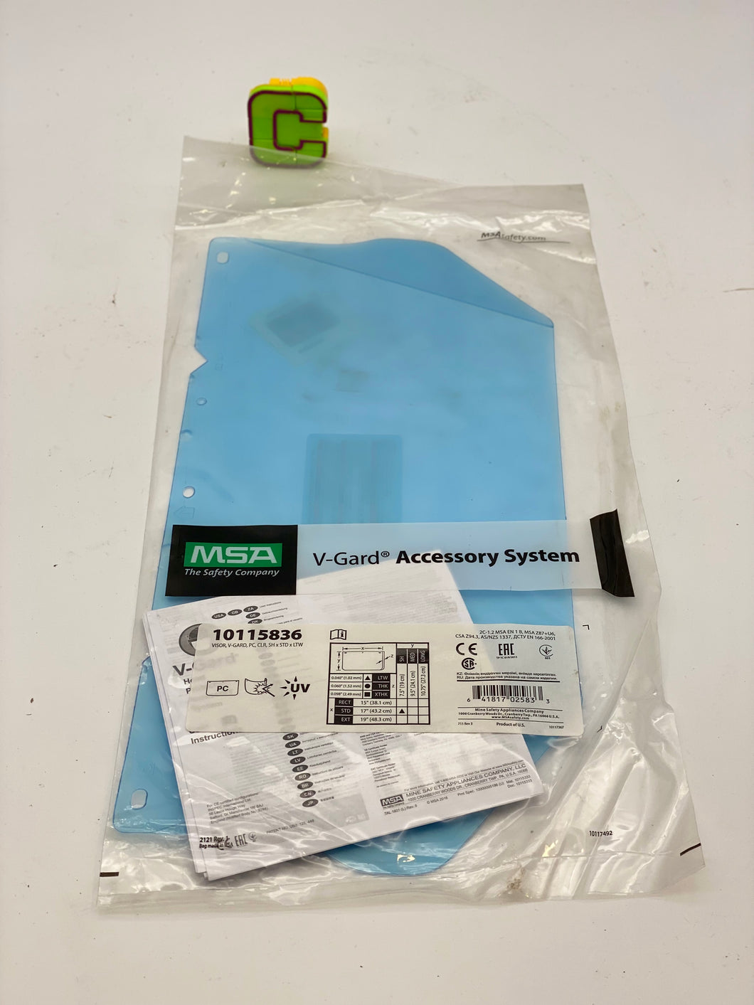 MSA 10115836 V-Gard Accessory System, Clear, 7.5
