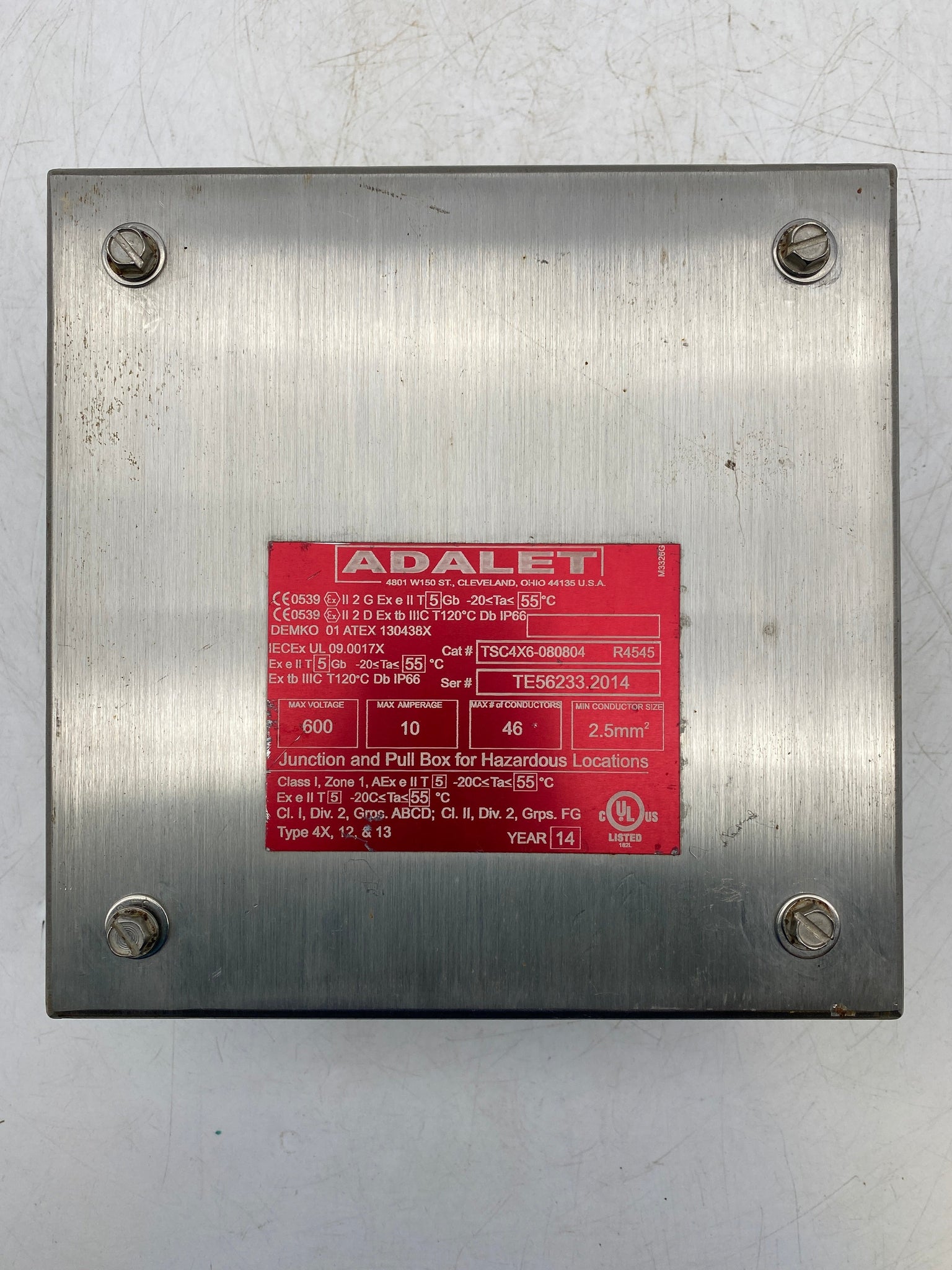Adalet TSC4X6-080804 R4545 Screw Cover Terminal Enclosure Adalet TSC4X6-080804 R4545 Screw Cover Terminal Enclosure