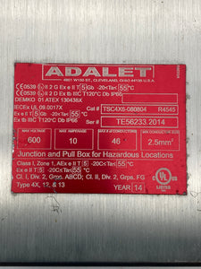 Adalet TSC4X6-080804 R4545 Screw Cover Terminal Enclosure, 316SS (No Box)
