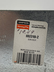Simpson Strong-Tie HU310-2 DBL Face Mount Hanger *(3) Boxes of (25) Ea* (Open Box)