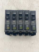 Load image into Gallery viewer, Square D Q0B61 Single Pole Circuit Breaker, 15 Amp *Lot of (5)* (Used)