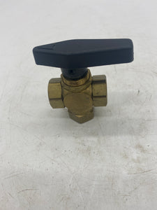 Brass Panel Mount Diverting Ball Valve,  1/4" FNPT (No Box)