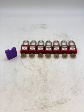 Master Lock 410KAS6RED Lockout Padlock w/ Key *Lot of (7)* (No Box)