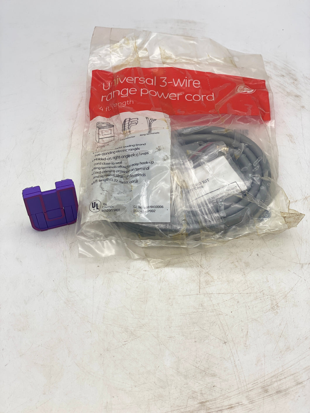 GE WX09X10006 Range Power Cord, 3-Wire, 4ft. Length (New)