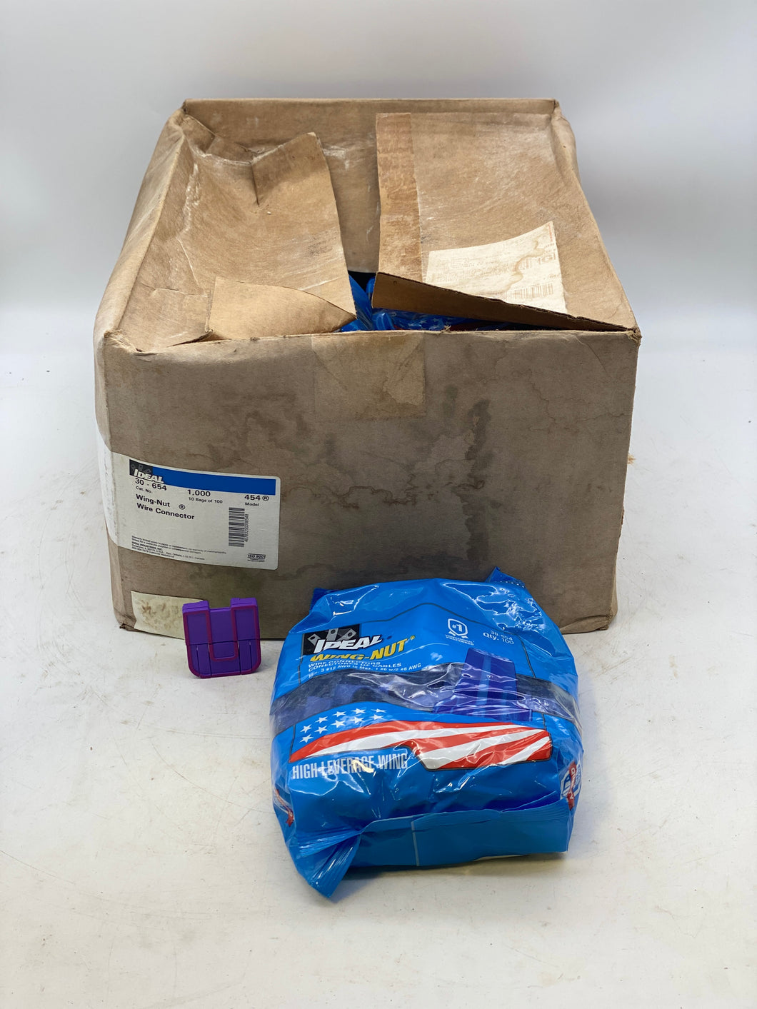 Ideal 30-654 Wing-Nut Wire Connectors, Blue, 100/Bag *Box of (10) Bags* (New)