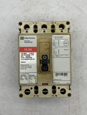Eaton Cutler-Hammer FD3100V Circuit Breaker, 100A, 3P, 600V, FD 35k (Used)