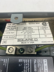 Square D FAL32030 Breaker In Enclosure w/ SN100FA Asy (Used)