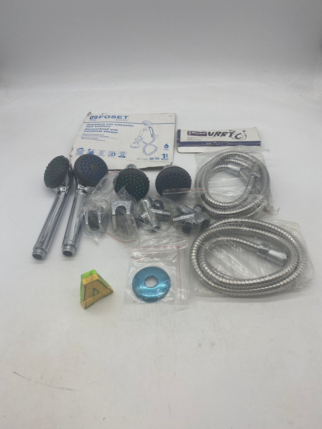 Foset Rugo Chrome Showerhead, Handheld Shower Assy.  *Lot of (2) Assy.*  (No Box)