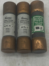 Load image into Gallery viewer, Assortment of Cooper Bussman One Time Fuses, NON-3, 15, 20 *Lot of (17) Fuses* (No Box)