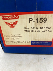 Phoenix P-159 Pump & Valve Packing, 1/2", PTFE/Graphite (New)