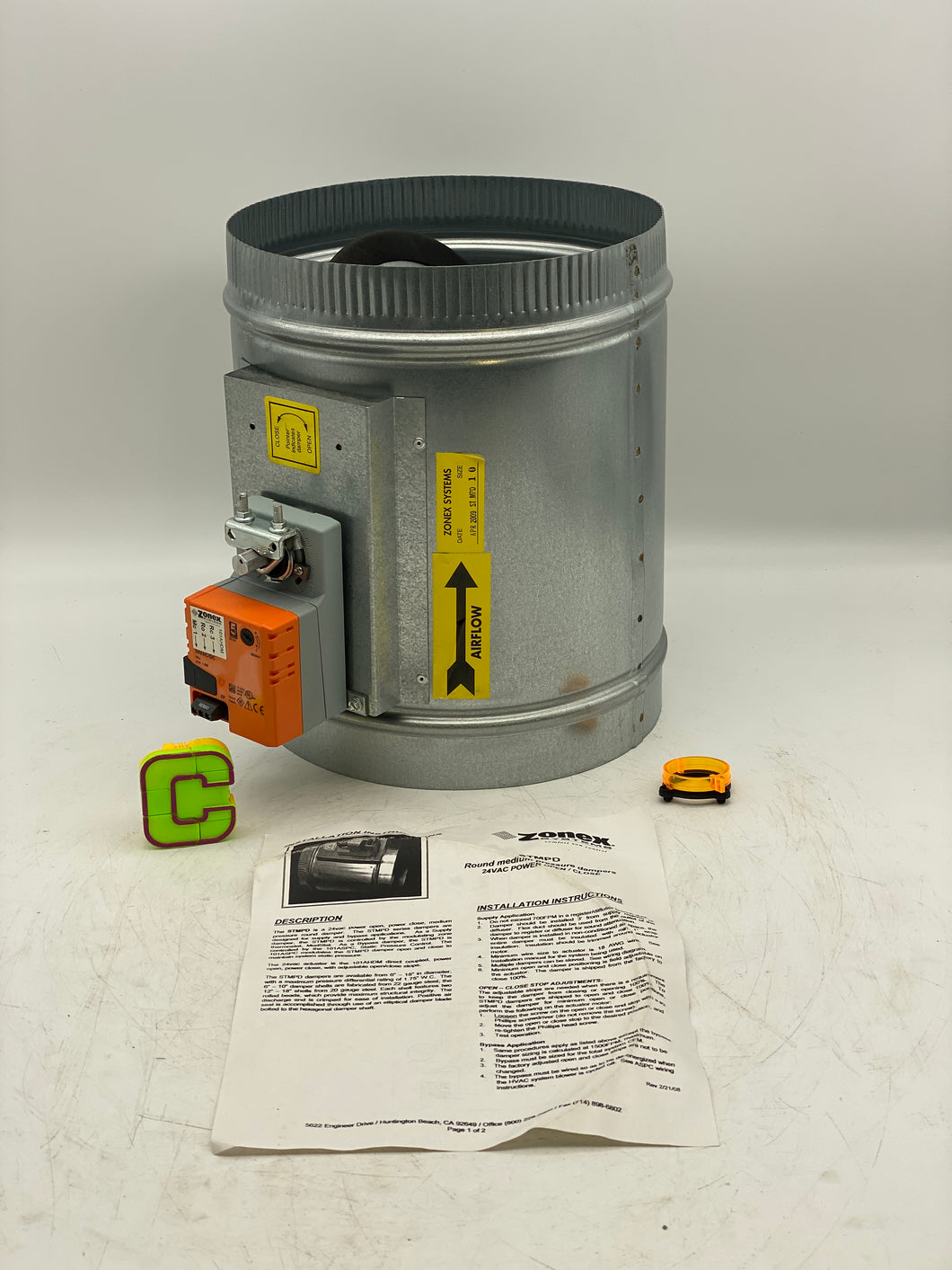 Zonex Systems STMPD10 Round Medium Pressure Damper, 24 VAC (Open Box ...