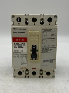 Eaton Cutler-Hammer EHD3025V Circuit Breaker, 25A, EHD 14k (Used)
