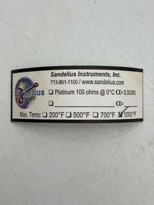 Pushna PII-1016-15 PSE Thermocouple w/ 10" Tapered Shank, 6" Backing Flange (New)