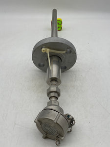 Pushna PII-1016-15 PSE Thermocouple w/ 10" Tapered Shank, 6" Backing Flange (New)