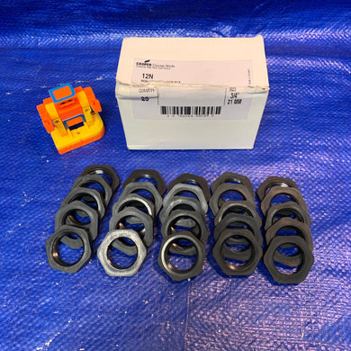 Cooper Crouse-Hinds 12N 3/4” Non-Metallic Lock Nut, *Lot of (2) Boxes of (25) Each* (Open Box)