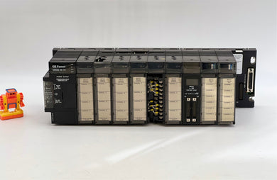 GE Fanuc PLC Assy Series 90-30 30W Pwr Supply w/ (10) Slot Base, (9) Modules (Not Tested)