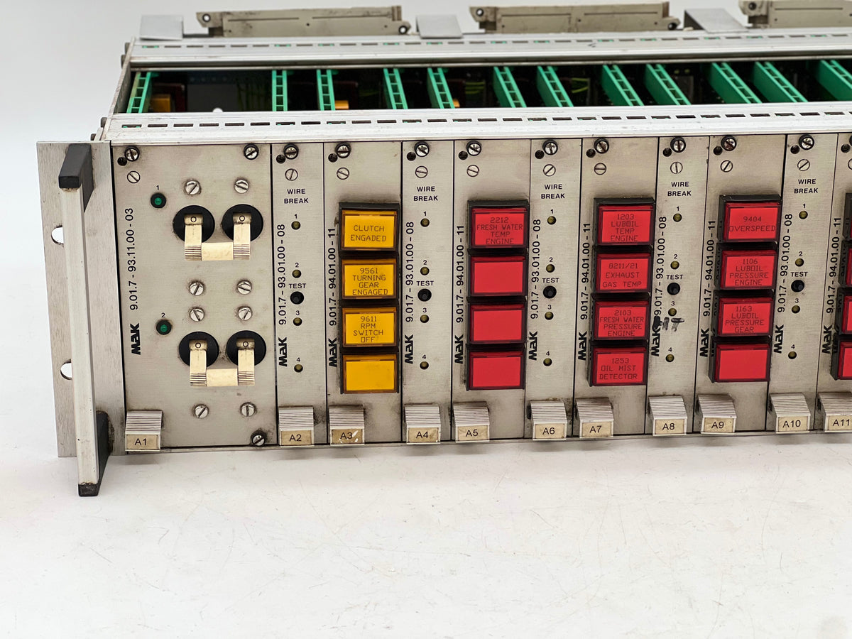 MaK Caterpillar 1.00.7-36.21.00-62 PCB Card Rack, Missing (1) Red Butt ...