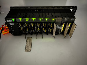 GE Fanuc PLC Assy Series 90-30 30W Pwr Supply w/ (10) Slot Base, (9) Modules (Not Tested)