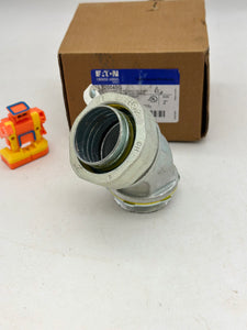 Eaton Crouse-Hinds LT20045G Liquidtight 45Deg. Connect w/ Ground Lug, 2" (New)