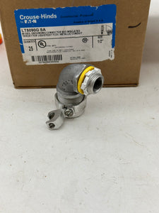 Eaton Crouse-Hinds LT5090G-SA 90Deg Liquidtight Connect w/ Ground, 1/2" *Box of (25)* (New)