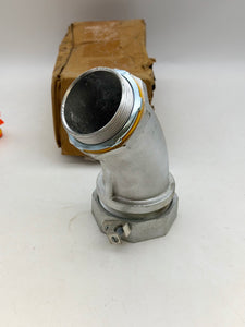 Eaton Crouse-Hinds LT30045G 45Deg Liquidtight Connect w/ Ground Lug, 3" (New)