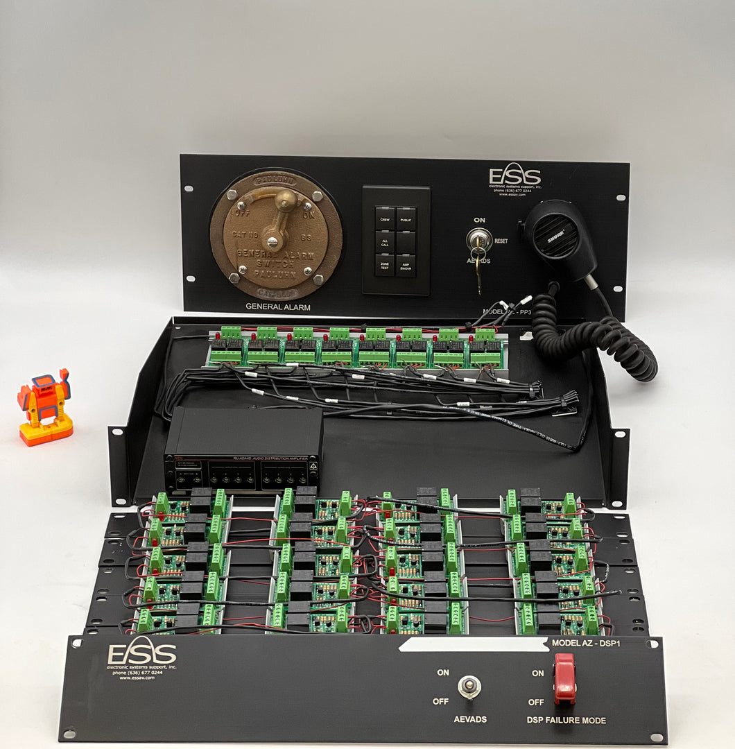 ESS AZ-PP3 AZ-DSP1 General Alarm / Public Address System / AEVADS Rack Mountable (Used-For Parts)