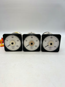 Crompton 077-218A-QQWW-C6 AC Kilowatts Meter 0-200KW *Lot of (3)* (Used)