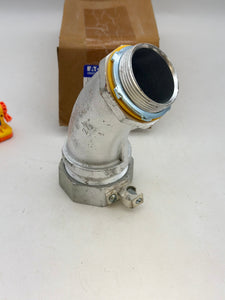Eaton Crouse-Hinds LT25045G 45Deg Liquidtight Connect w/ Ground Lug, 2-1/2" (New)